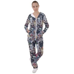 Multicolored Debris Texture Print Women s Tracksuit