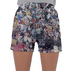 Multicolored Debris Texture Print Sleepwear Shorts