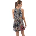 Multicolored Debris Texture Print Halter Tie Back Chiffon Dress View2