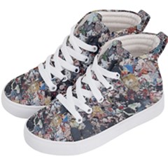 Multicolored Debris Texture Print Kids  Hi-top Skate Sneakers by dflcprintsclothing