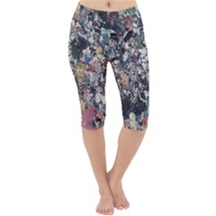 Multicolored Debris Texture Print Lightweight Velour Cropped Yoga Leggings by dflcprintsclothing