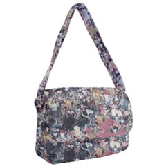 Multicolored Debris Texture Print Courier Bag by dflcprintsclothing