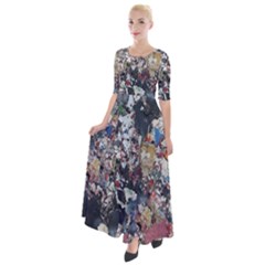 Multicolored Debris Texture Print Half Sleeves Maxi Dress by dflcprintsclothing