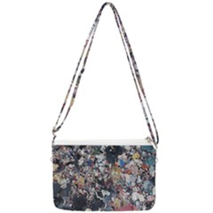 Multicolored Debris Texture Print Double Gusset Crossbody Bag by dflcprintsclothing