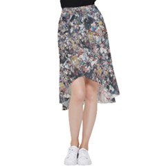 Multicolored Debris Texture Print Frill Hi Low Chiffon Skirt by dflcprintsclothing