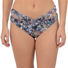 Multicolored Debris Texture Print Double Strap Halter Bikini Bottom