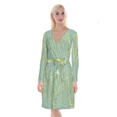 Abstract Light Games 8 Long Sleeve Velvet Front Wrap Dress