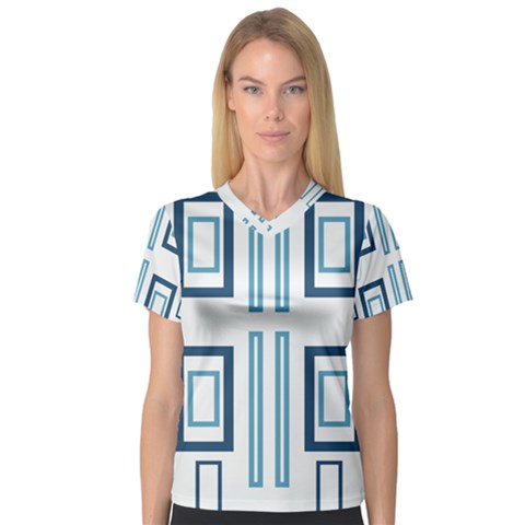 Abstract Pattern Geometric Backgrounds   V-neck Sport Mesh Tee by Eskimos