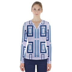 Abstract Pattern Geometric Backgrounds   V-neck Long Sleeve Top by Eskimos