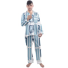 Abstract Pattern Geometric Backgrounds   Men s Long Sleeve Satin Pajamas Set by Eskimos