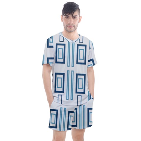 Abstract Pattern Geometric Backgrounds   Men s Mesh Tee And Shorts Set by Eskimos