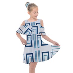 Abstract Pattern Geometric Backgrounds   Kids  Shoulder Cutout Chiffon Dress by Eskimos