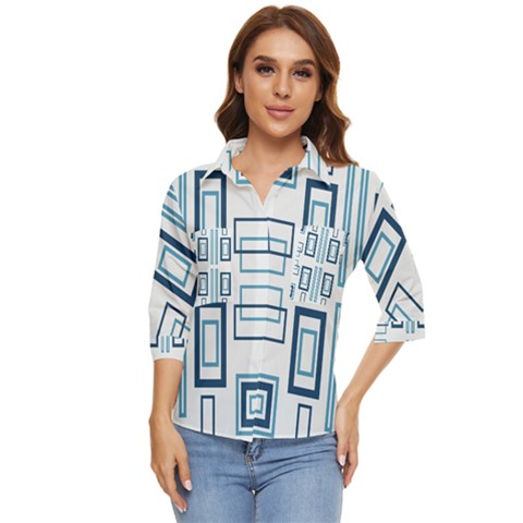 Abstract Pattern Geometric Backgrounds   Women s Quarter Sleeve Pocket Shirt by Eskimos