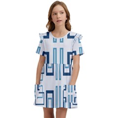 Abstract Pattern Geometric Backgrounds   Kids  Frilly Sleeves Pocket Dress