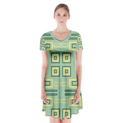 Abstract Pattern Geometric Backgrounds   Short Sleeve V-neck Flare Dress by Eskimos