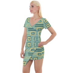 Abstract Pattern Geometric Backgrounds   Short Sleeve Asymmetric Mini Dress by Eskimos