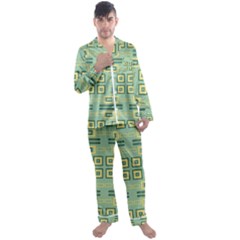 Abstract Pattern Geometric Backgrounds   Men s Long Sleeve Satin Pajamas Set by Eskimos