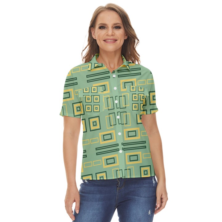 Abstract pattern geometric backgrounds   Women s Short Sleeve Double Pocket Shirt