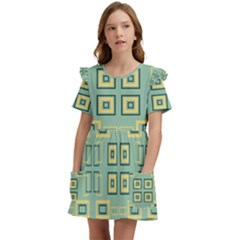 Abstract Pattern Geometric Backgrounds   Kids  Frilly Sleeves Pocket Dress