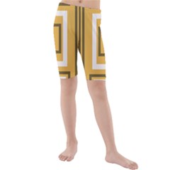 Abstract Pattern Geometric Backgrounds   Kids  Mid Length Swim Shorts by Eskimos