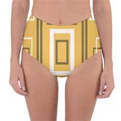 Abstract Pattern Geometric Backgrounds   Reversible High-waist Bikini Bottoms by Eskimos