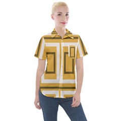 Abstract Pattern Geometric Backgrounds   Women s Short Sleeve Pocket Shirt