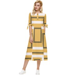 Abstract Pattern Geometric Backgrounds   Bow Sleeve Chiffon Midi Dress by Eskimos