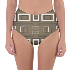 Abstract Pattern Geometric Backgrounds   Reversible High-waist Bikini Bottoms by Eskimos