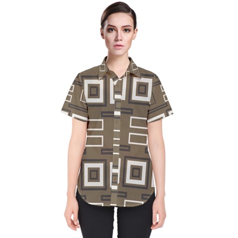 Abstract Pattern Geometric Backgrounds   Women s Short Sleeve Shirt by Eskimos