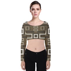 Abstract Pattern Geometric Backgrounds   Velvet Long Sleeve Crop Top by Eskimos