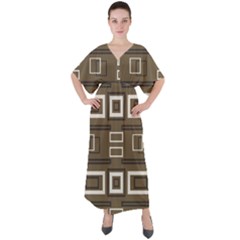 Abstract Pattern Geometric Backgrounds   V-neck Boho Style Maxi Dress by Eskimos