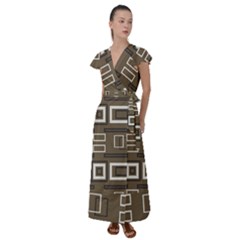 Abstract Pattern Geometric Backgrounds   Flutter Sleeve Maxi Dress by Eskimos