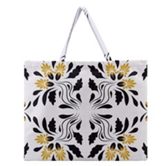 Folk Flowers Print Floral Pattern Ethnic Art Zipper Large Tote Bag by Eskimos