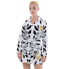 Folk Flowers Print Floral Pattern Ethnic Art Women s Long Sleeve Casual Dress by Eskimos