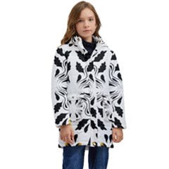 Folk Flowers Print Floral Pattern Ethnic Art Kid s Hooded Longline Puffer Jacket by Eskimos