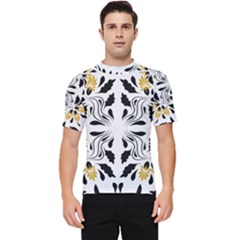 Folk Flowers Print Floral Pattern Ethnic Art Men s Short Sleeve Rash Guard by Eskimos