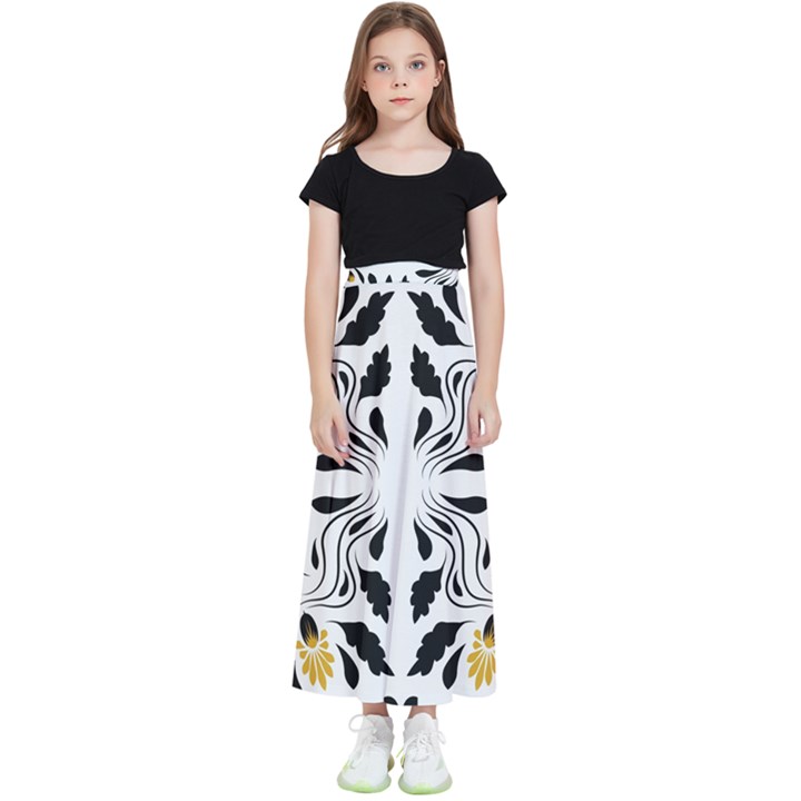 Folk flowers print Floral pattern Ethnic art Kids  Flared Maxi Skirt