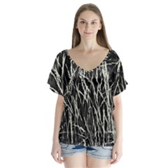 Abstract Light Games 9 Kiran Fa457 V-neck Flutter Sleeve Top by DimitriosArt