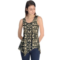 Folk Flowers Print Floral Pattern Ethnic Art Sleeveless Tunic by Eskimos