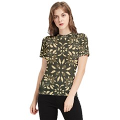 Folk Flowers Print Floral Pattern Ethnic Art Women s Short Sleeve Rash Guard by Eskimos