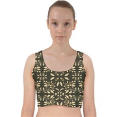 Folk Flowers Print Floral Pattern Ethnic Art Velvet Racer Back Crop Top by Eskimos