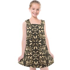 Folk Flowers Print Floral Pattern Ethnic Art Kids  Cross Back Dress by Eskimos