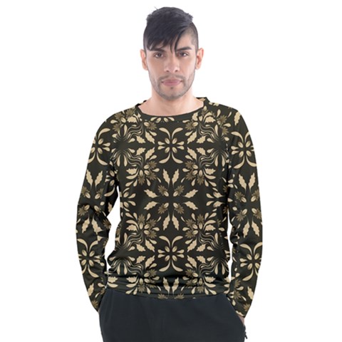 Folk Flowers Print Floral Pattern Ethnic Art Men s Long Sleeve Raglan Tee by Eskimos