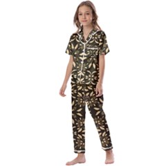 Folk Flowers Print Floral Pattern Ethnic Art Kids  Satin Short Sleeve Pajamas Set by Eskimos