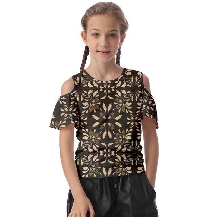 Folk flowers print Floral pattern Ethnic art Kids  Butterfly Cutout Tee