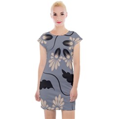 Folk Flowers Print Floral Pattern Ethnic Art Cap Sleeve Bodycon Dress by Eskimos