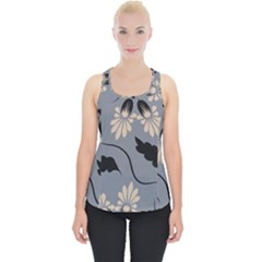 Folk Flowers Print Floral Pattern Ethnic Art Piece Up Tank Top by Eskimos