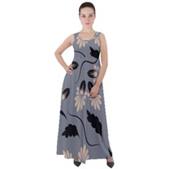 Folk Flowers Print Floral Pattern Ethnic Art Empire Waist Velour Maxi Dress by Eskimos