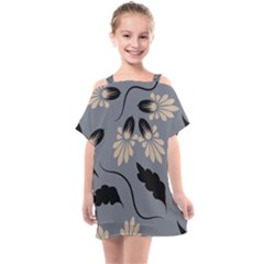 Folk Flowers Print Floral Pattern Ethnic Art Kids  One Piece Chiffon Dress by Eskimos