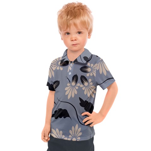 Folk Flowers Print Floral Pattern Ethnic Art Kids  Polo Tee by Eskimos